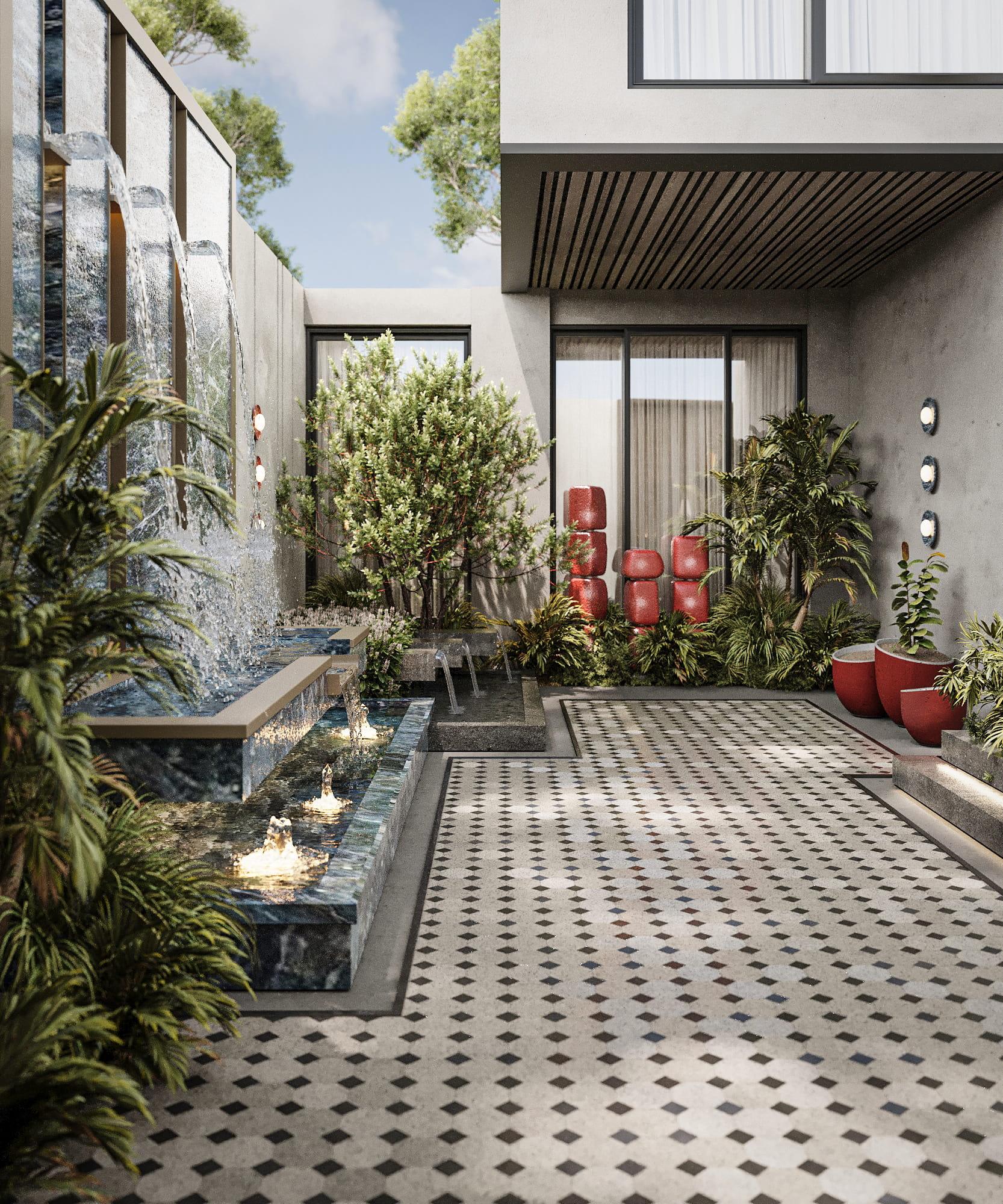هندسة لاندسكيب سكنية بتصميم حديث – القطيف – 2025