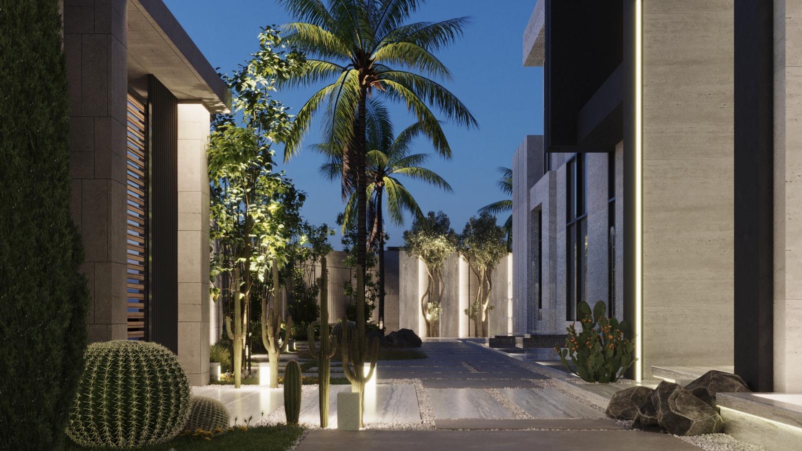 تصميم لاندسكيب هندسي فاخر للساحات الخارجية – قطر