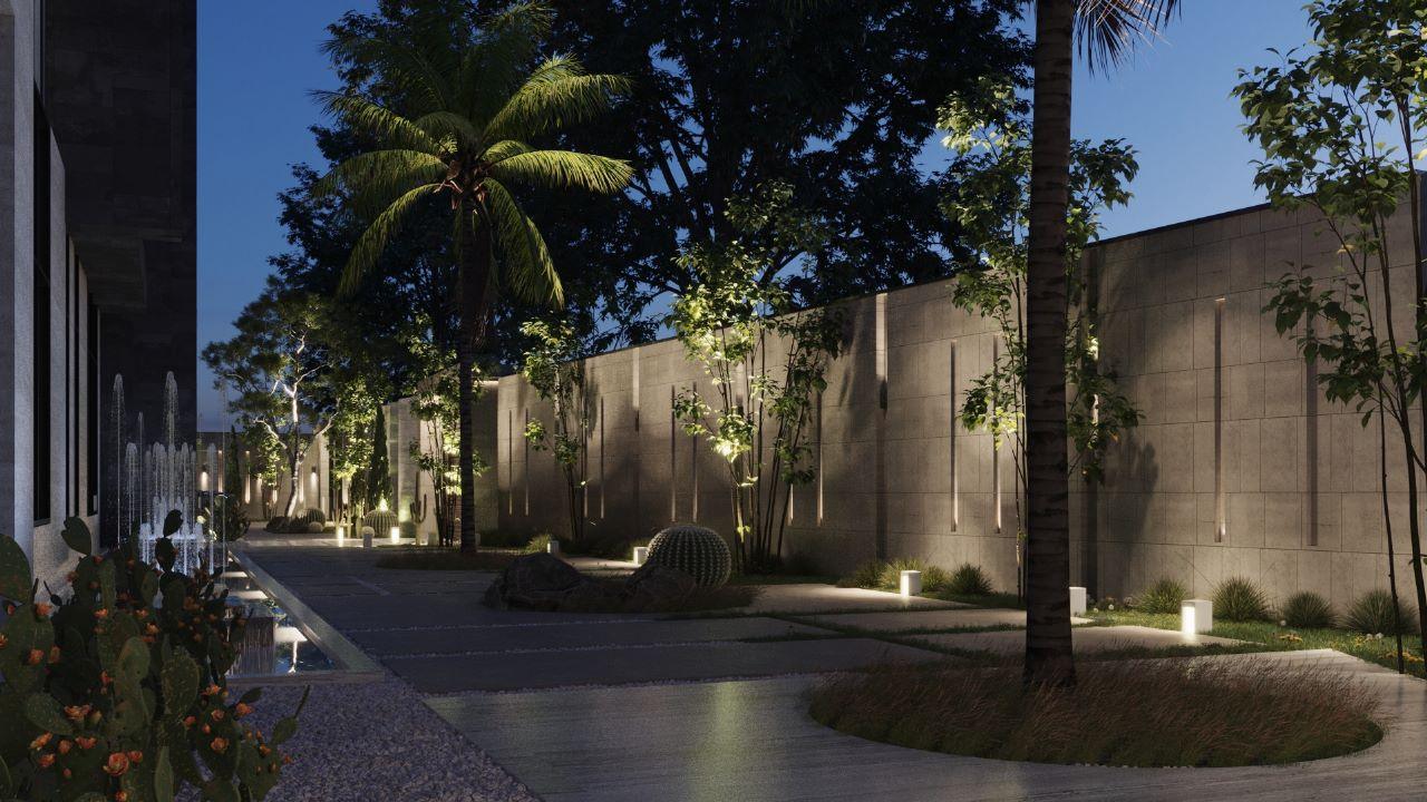 تصميم لاندسكيب هندسي فاخر للساحات الخارجية – قطر