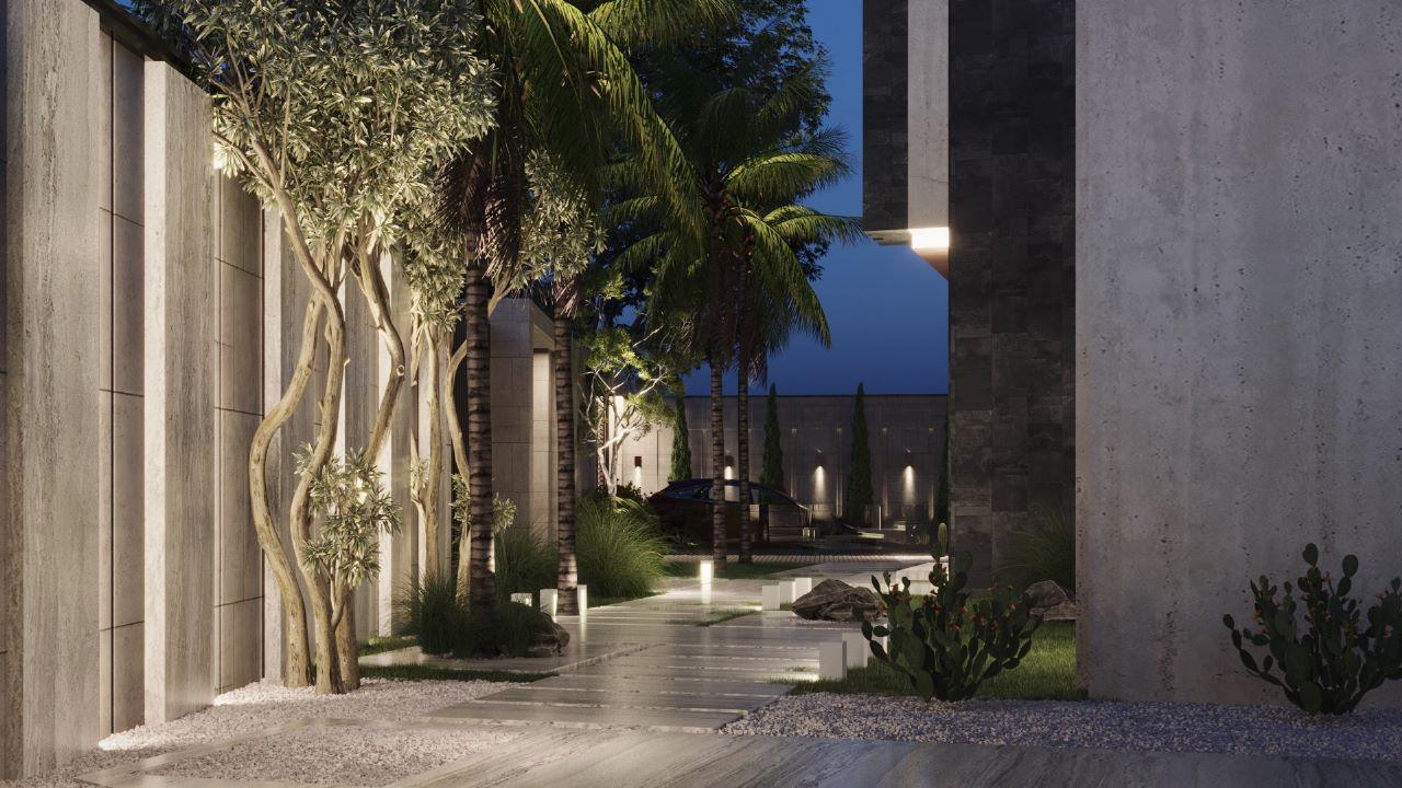 تصميم لاندسكيب هندسي فاخر للساحات الخارجية – قطر