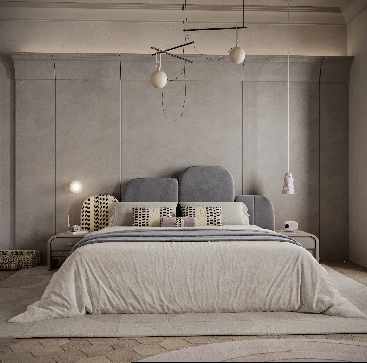 تصميم داخلي رقيق بألوان الباستيل ولمسات ذهبية – الظهران – 2025
