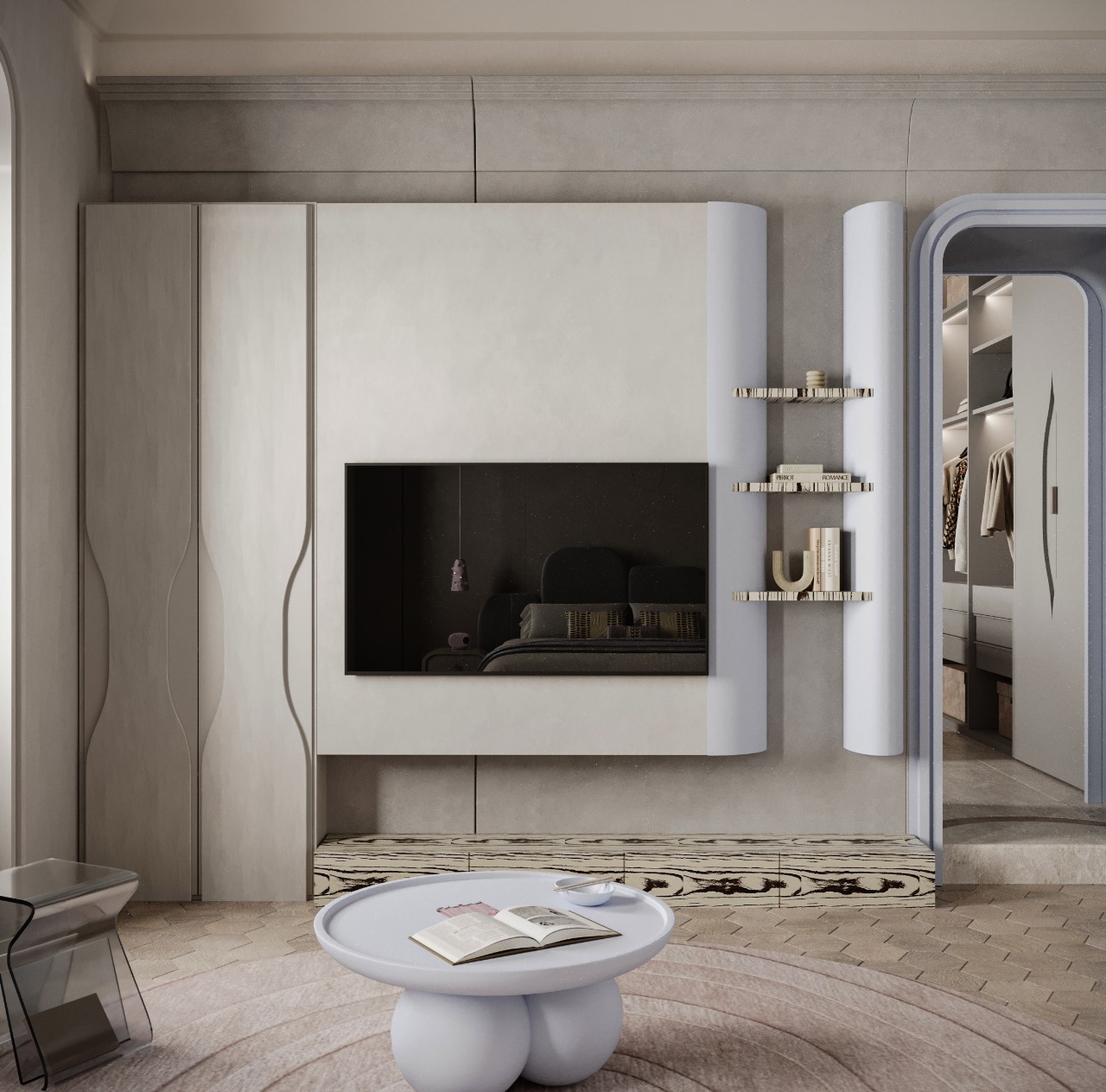 تصميم داخلي رقيق بألوان الباستيل ولمسات ذهبية – الظهران – 2025