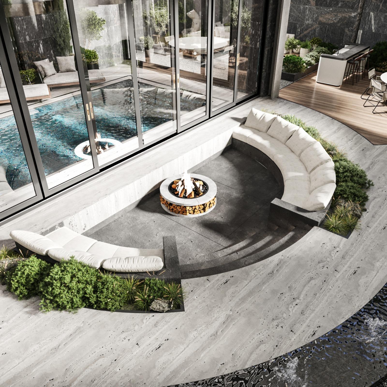 تصميم لاندسكيب مبتكر بلمسات راقية لفيلا سكنية