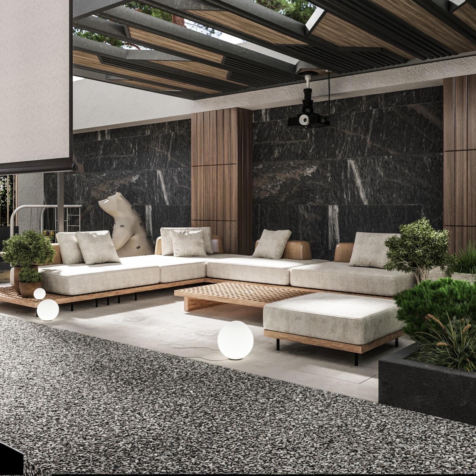 تصميم لاندسكيب مبتكر بلمسات راقية لفيلا سكنية