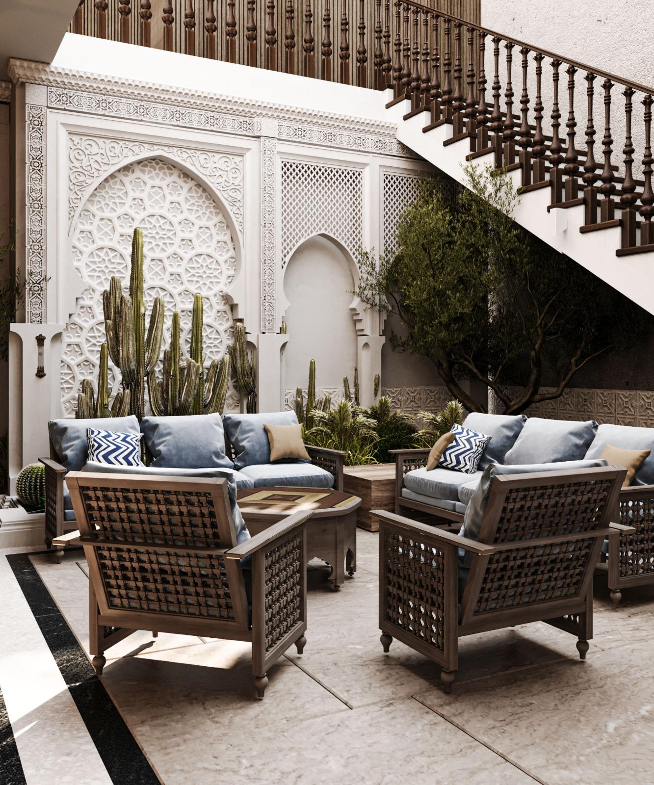 تصميم حدائق ومساحات استرخاء سكنية بألوان نباتية متدرجة