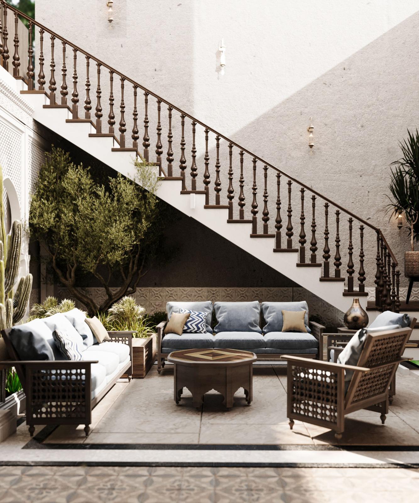 تصميم حدائق ومساحات استرخاء سكنية بألوان نباتية متدرجة