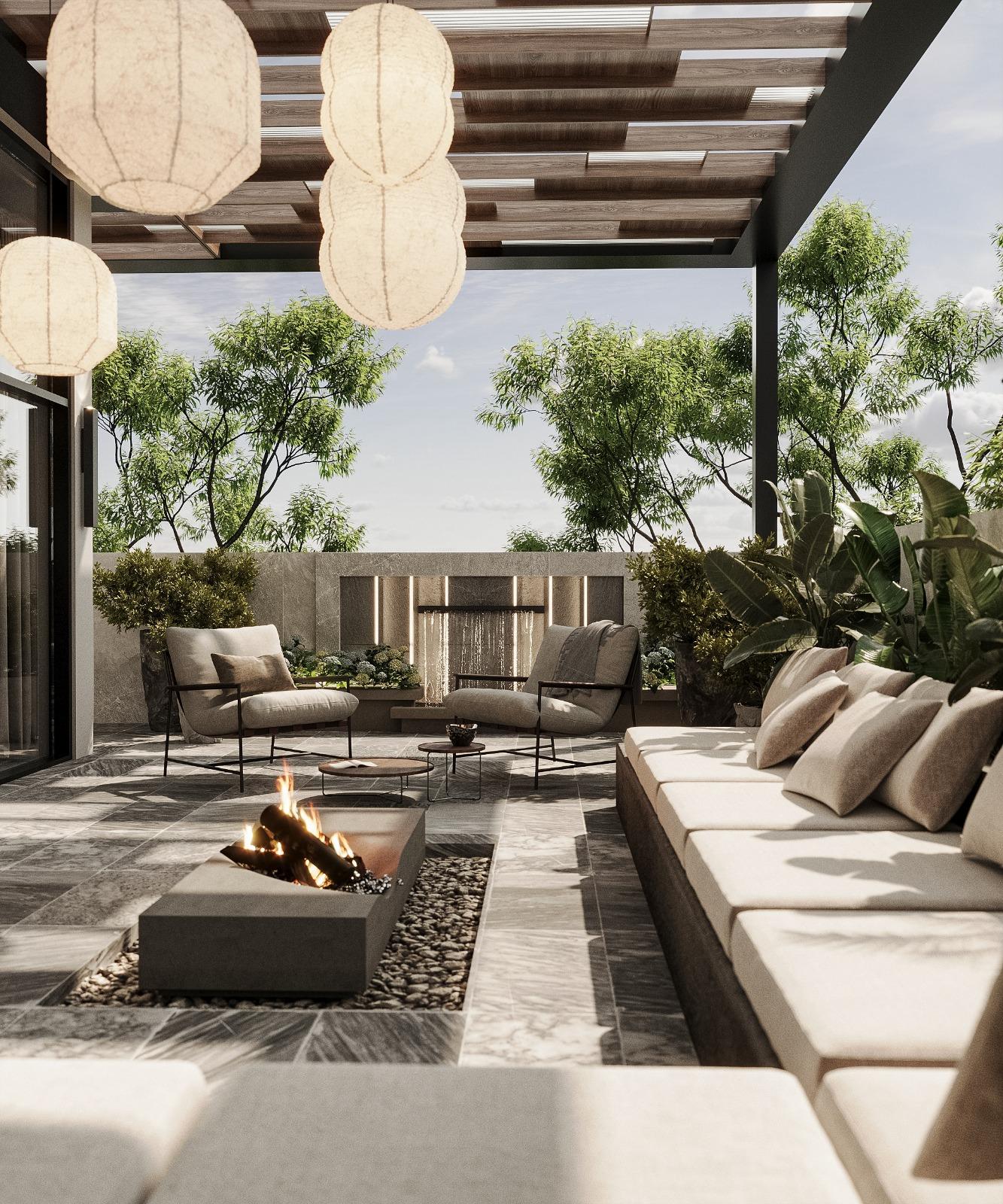 هندسة فراغات خارجية عصرية لفيلا سكنية