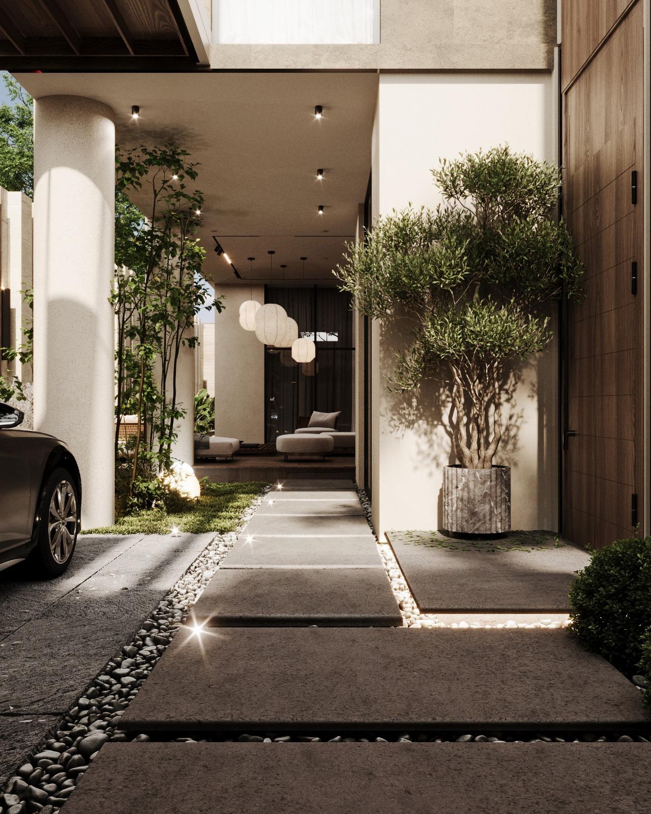 هندسة فراغات خارجية عصرية لفيلا سكنية