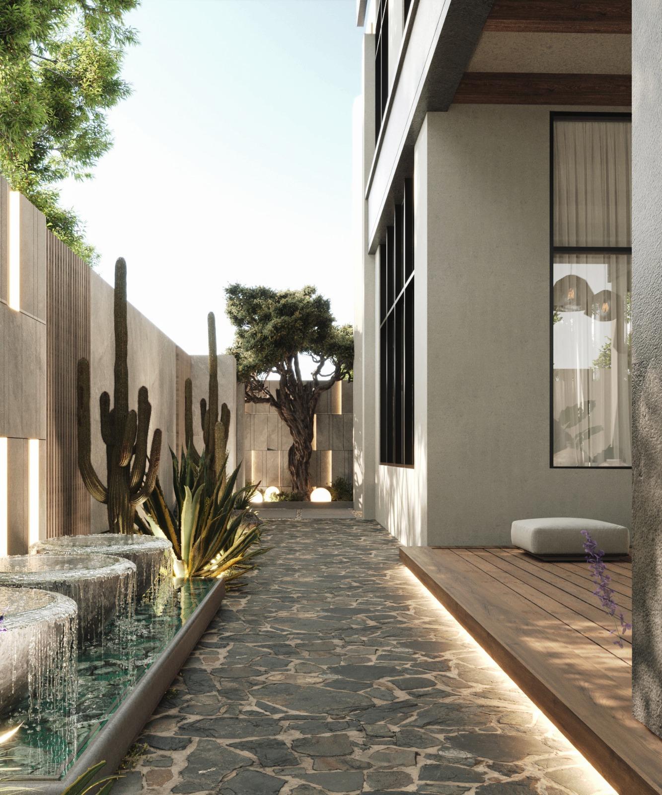 تصميم مساحات خارجية بطابع طبيعي متكامل