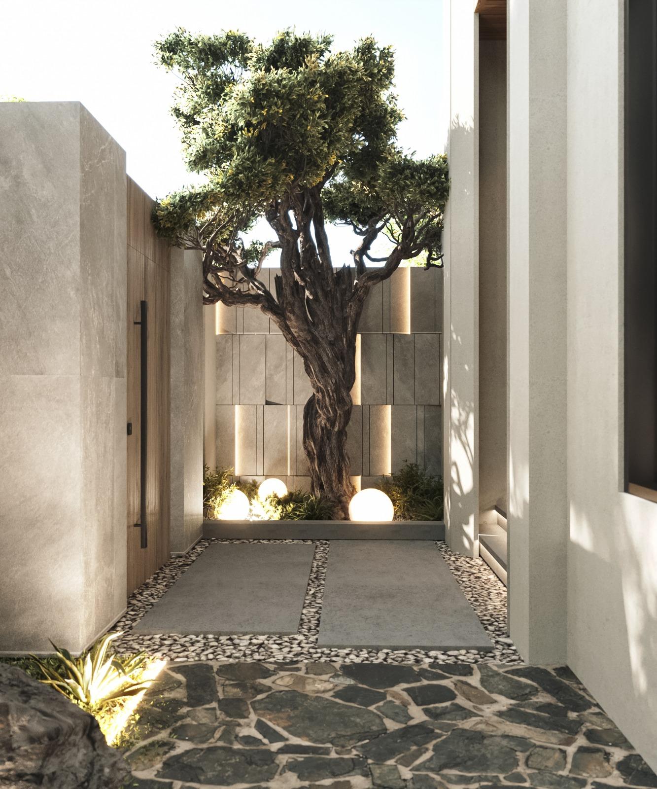 تصميم مساحات خارجية بطابع طبيعي متكامل